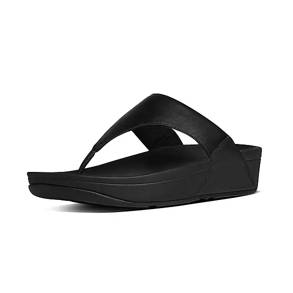 FitFlop LULU Cuir Sandales Toe-Post Noir | 96483281