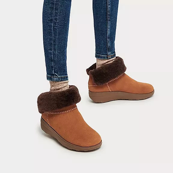 FitFlop MUKLUK SHORTY Shearling-Gevoerde Suede Bottines Marron | 24314792