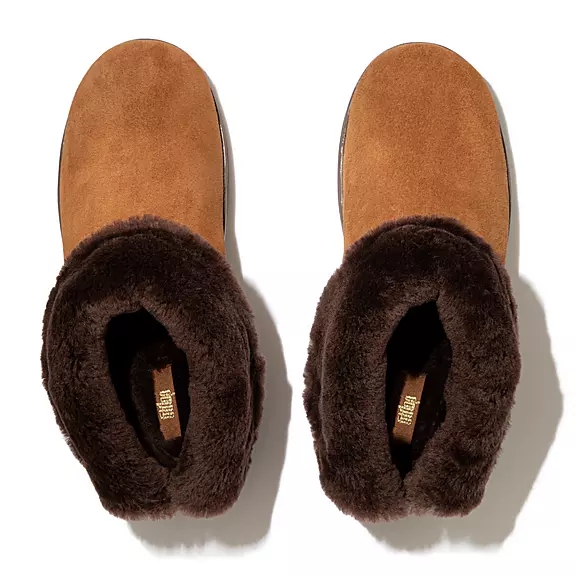 FitFlop MUKLUK SHORTY Shearling-Gevoerde Suede Bottines Marron | 24314792
