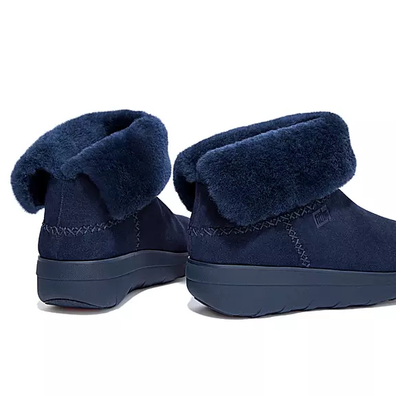 FitFlop MUKLUK SHORTY Shearling-Gevoerde Suede Bottines Bleu Marine | 56294898