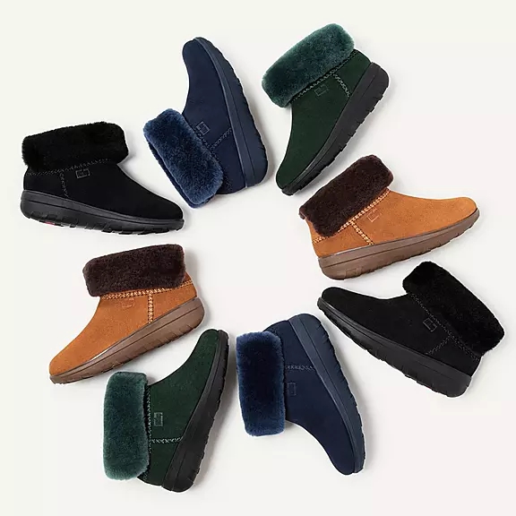 FitFlop MUKLUK SHORTY Shearling-Gevoerde Suede Bottines Bleu Marine | 56294898