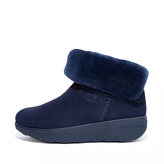 FitFlop MUKLUK SHORTY Shearling-Gevoerde Suede Bottines Bleu Marine | 56294898