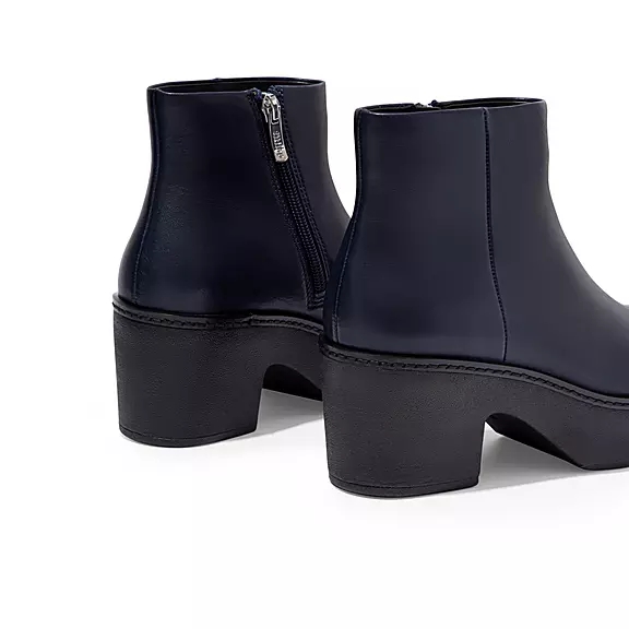 FitFlop PILAR Cuir Platform Bottines Bleu Marine | 96938162