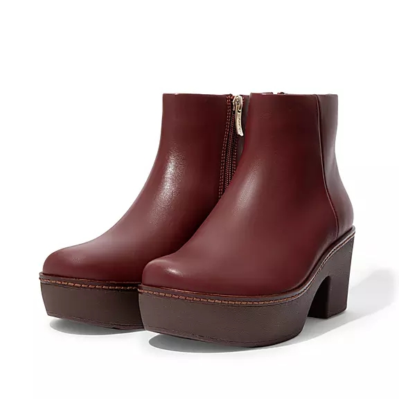 FitFlop PILAR Cuir Platform Bottines Bordeaux | 54613578