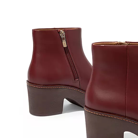 FitFlop PILAR Cuir Platform Bottines Bordeaux | 54613578