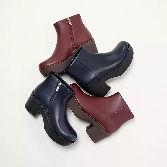 FitFlop PILAR Cuir Platform Bottines Bordeaux | 54613578