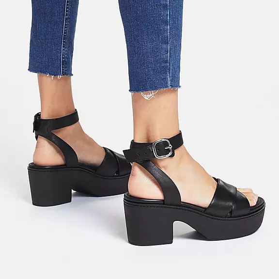 FitFlop PILAR Cuir Sandales Noir | 90828276