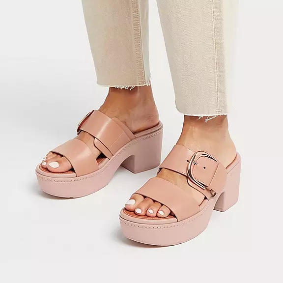 FitFlop PILAR Cuir Sandales À Plateforme Beige | 81539971