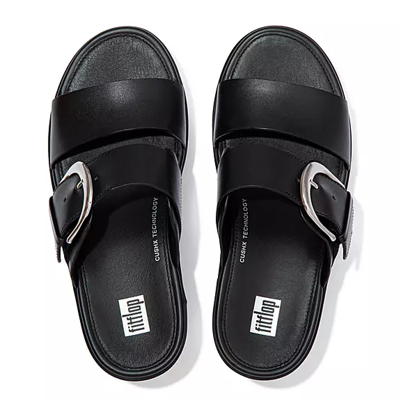 FitFlop PILAR Cuir Sandales À Plateforme Noir | 93967972