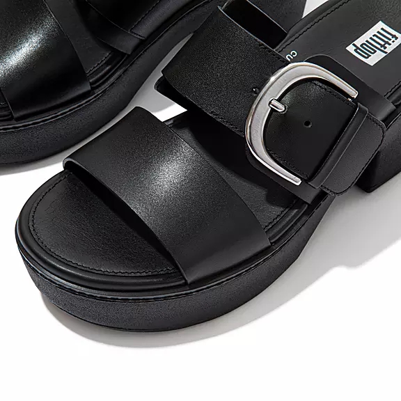 FitFlop PILAR Cuir Sandales À Plateforme Noir | 93967972