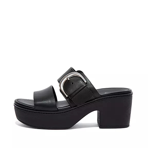 FitFlop PILAR Cuir Sandales À Plateforme Noir | 93967972
