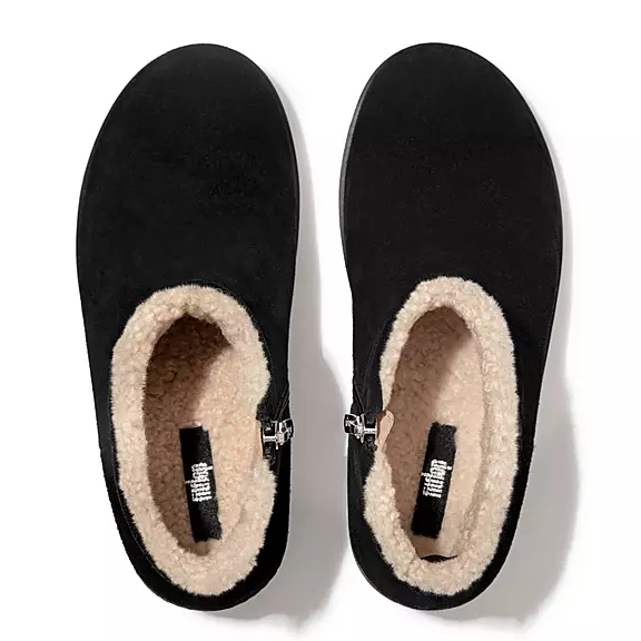 FitFlop PILAR Shearling-Gevoerde Suede Platform Bottines Noir | 67934261