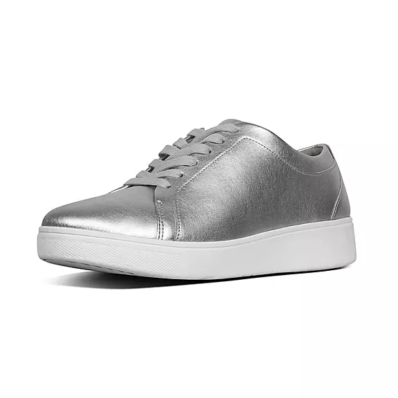 FitFlop RALLY Cuir Baskets Argent | 32821636