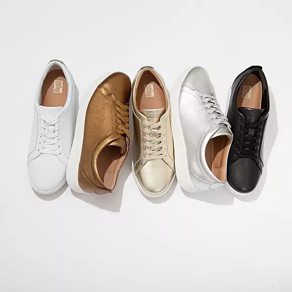 FitFlop RALLY Cuir Baskets Argent | 32821636