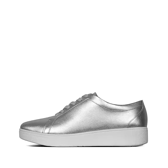 FitFlop RALLY Cuir Baskets Argent | 32821636
