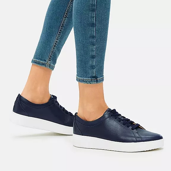 FitFlop RALLY Cuir Baskets Bleu Marine | 38933068
