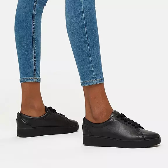 FitFlop RALLY Cuir Baskets Noir | 97630386
