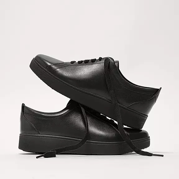 FitFlop RALLY Cuir Baskets Noir | 97630386