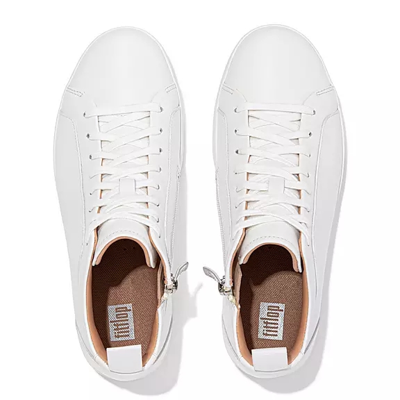 FitFlop RALLY Cuir High-Top Baskets Blanche | 86482541