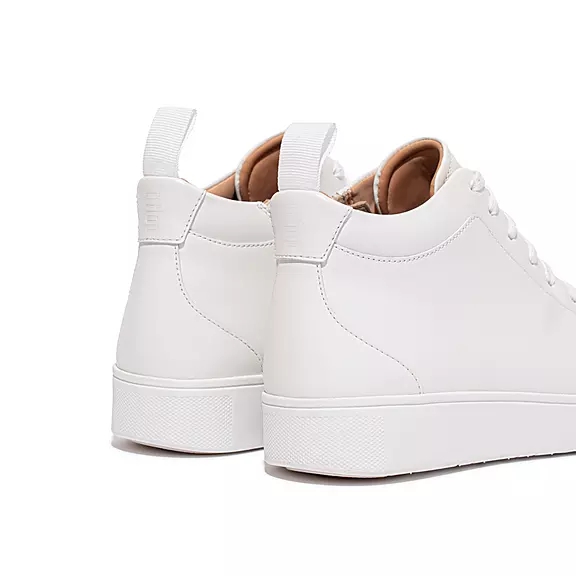 FitFlop RALLY Cuir High-Top Baskets Blanche | 86482541