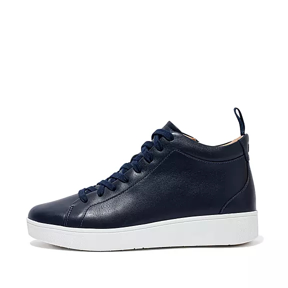 FitFlop RALLY Cuir High-Top Baskets Bleu Marine | 86853056