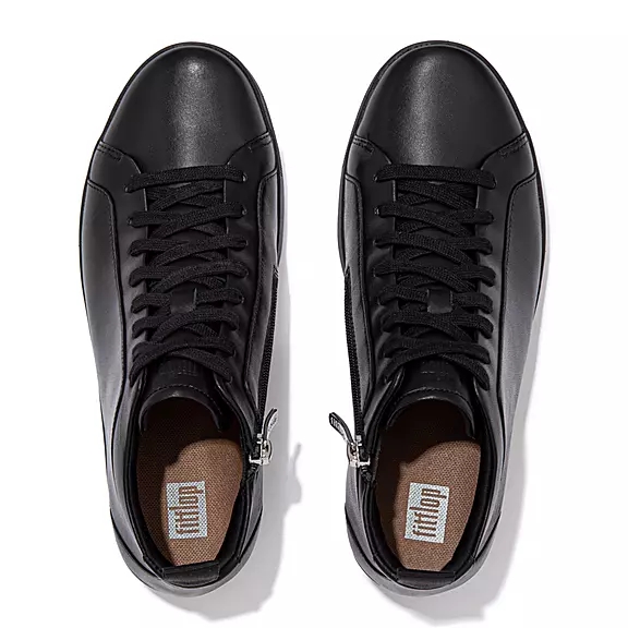 FitFlop RALLY Cuir High-Top Baskets Noir | 17961953