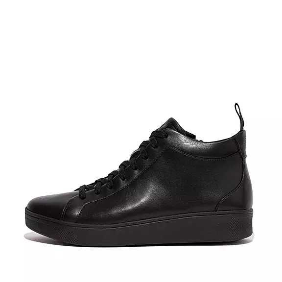 FitFlop RALLY Cuir High-Top Baskets Noir | 17961953