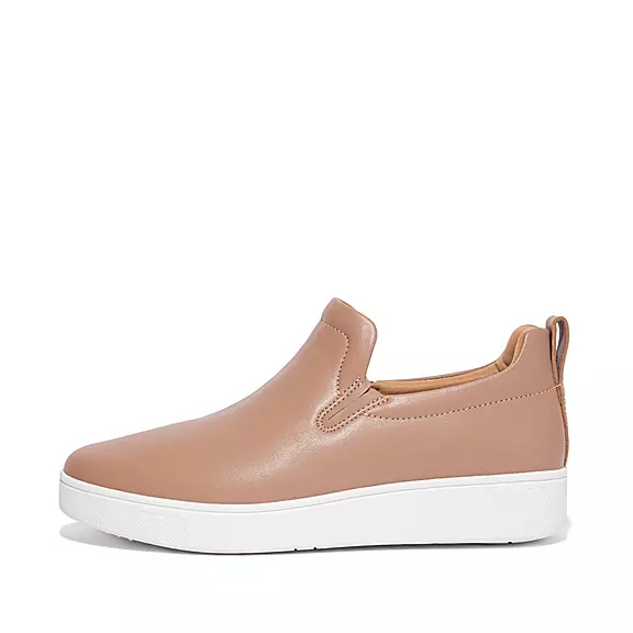 FitFlop RALLY Cuir Skate Baskets Beige | 30616265