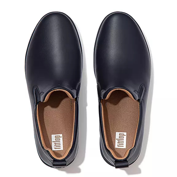 FitFlop RALLY Cuir Skate Baskets Bleu Marine | 69805075