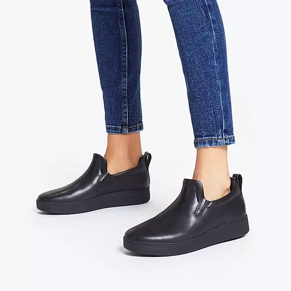 FitFlop RALLY Cuir Skate Baskets Noir | 94826894