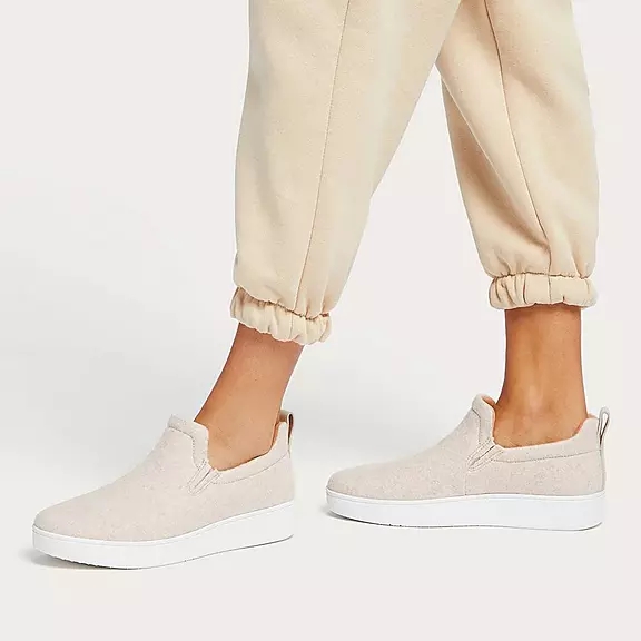 FitFlop RALLY Felt Slip-On Baskets Blanche | 83929541
