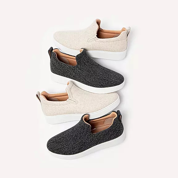 FitFlop RALLY Felt Slip-On Baskets Blanche | 83929541