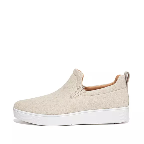 FitFlop RALLY Felt Slip-On Baskets Blanche | 83929541