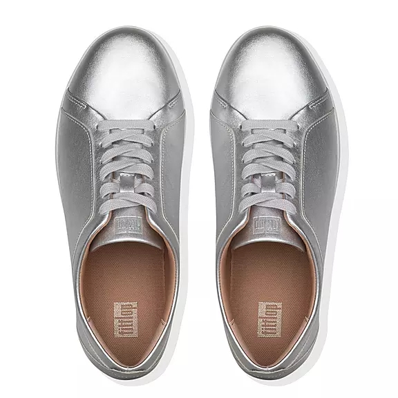FitFlop RALLY Metallic Cuir Baskets Argent | 44866806
