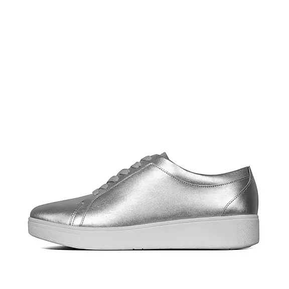 FitFlop RALLY Metallic Cuir Baskets Argent | 44866806