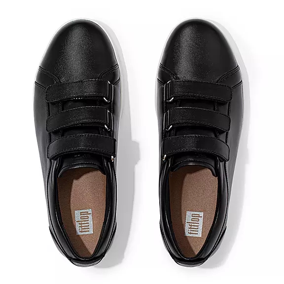 FitFlop RALLY Riemen Metallic Cuir Baskets Noir | 23035521