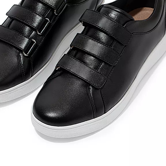 FitFlop RALLY Riemen Metallic Cuir Baskets Noir | 23035521
