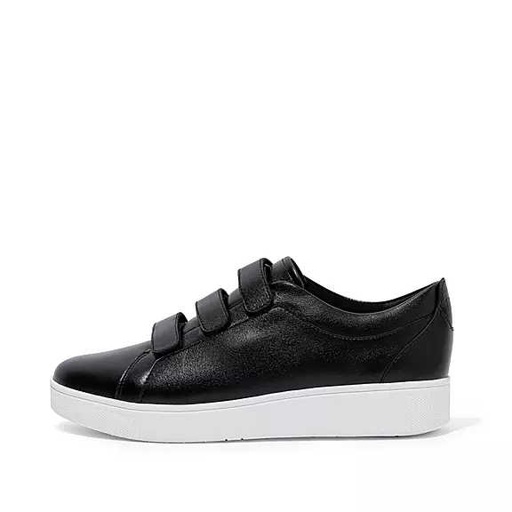 FitFlop RALLY Riemen Metallic Cuir Baskets Noir | 23035521