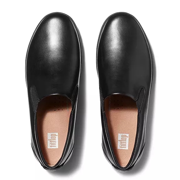 FitFlop RALLY Skate Cuir Baskets Noir | 43301987