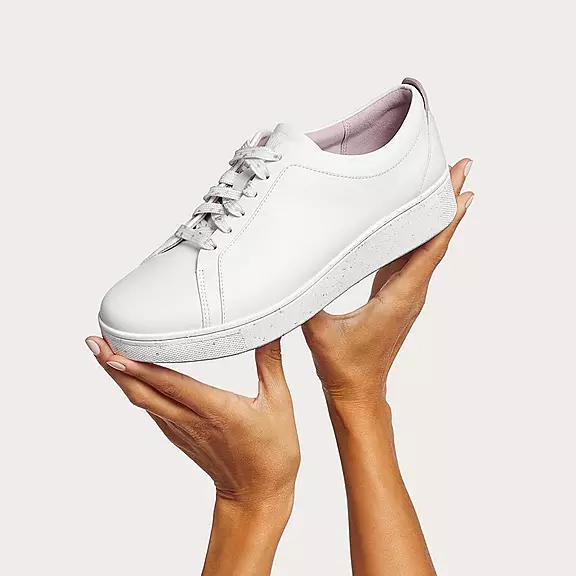 FitFlop RALLY Speckle-Sole Cuir Baskets Blanche | 38975706
