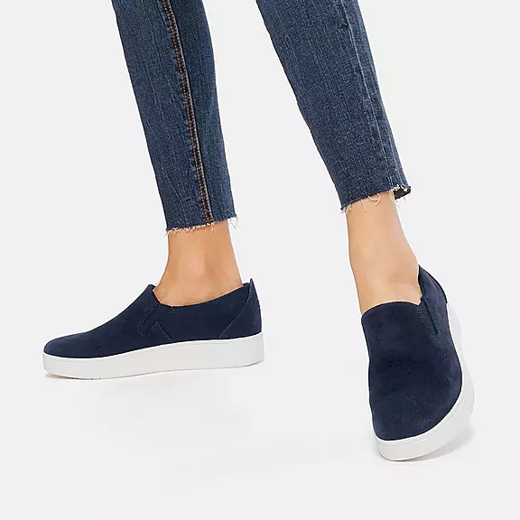 FitFlop RALLY Suede Slip-On Baskets Bleu Marine | 32614138