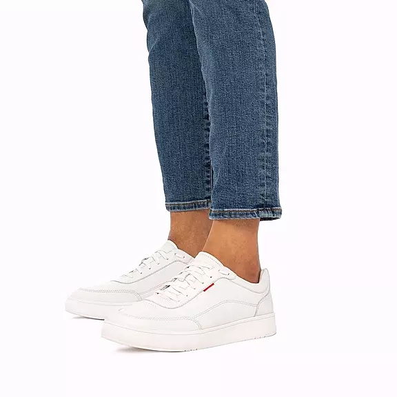FitFlop RALLY X Cuir Baskets Blanche | 94723660