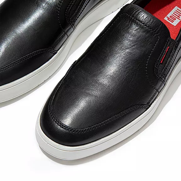 FitFlop RALLY X Cuir Slip-On Baskets Noir | 64173610