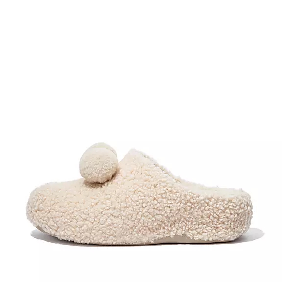 FitFlop SHUV Pom-Pom Shearling Sabots Blanche | 96062170