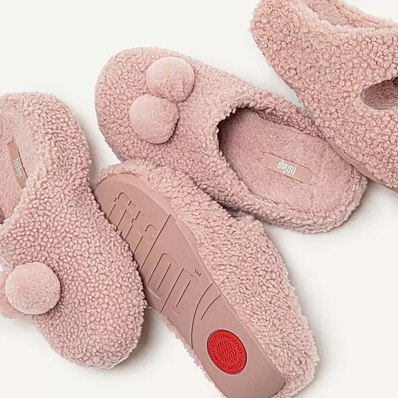 FitFlop SHUV Pom-Pom Shearling Sabots Roze | 30175954