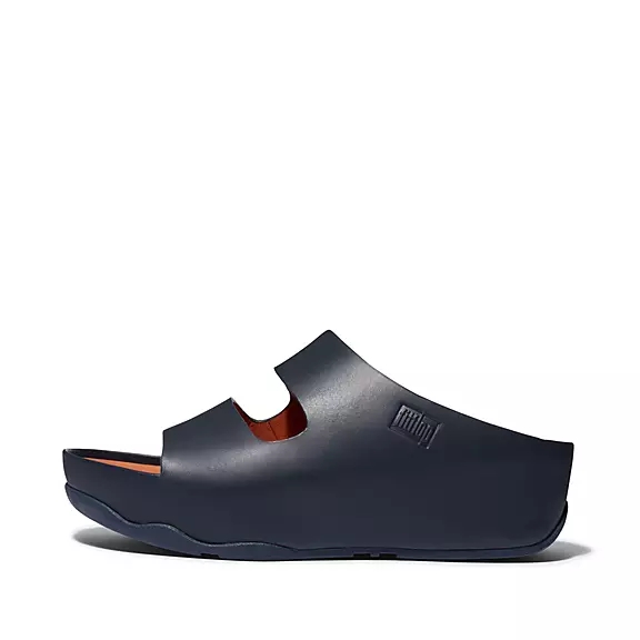 FitFlop SHUV Two-Bar Cuir Claquette Bleu Marine | 66044271