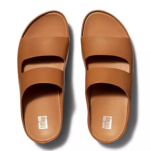 FitFlop SHUV Two-Bar Cuir Claquette Marron Clair | 96403064