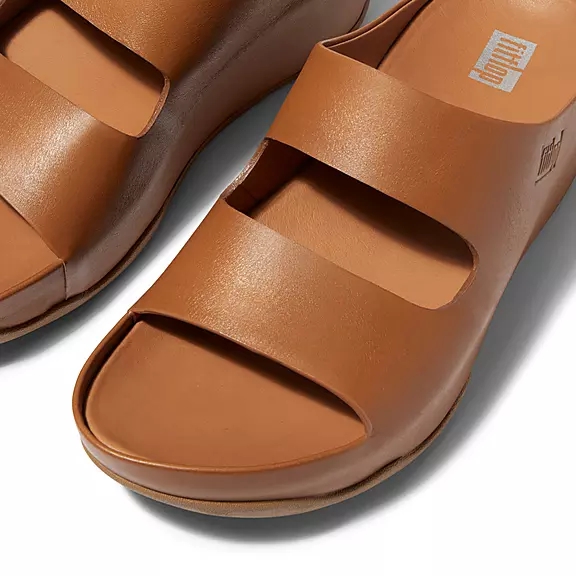 FitFlop SHUV Two-Bar Cuir Claquette Marron Clair | 96403064