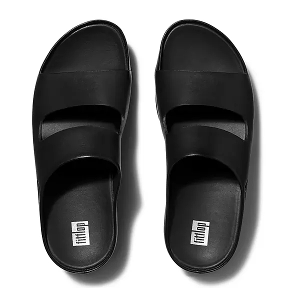 FitFlop SHUV Two-Bar Cuir Claquette Noir | 44276247