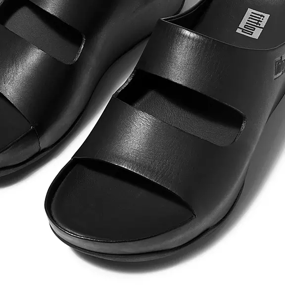 FitFlop SHUV Two-Bar Cuir Claquette Noir | 44276247